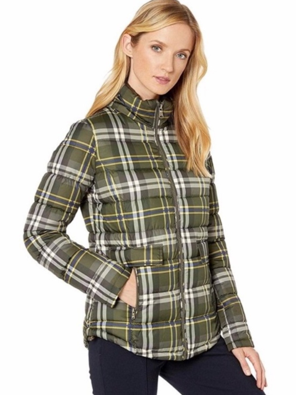 Lauren Ralph Lauren Plaid Puffer Jacket In Loden Check